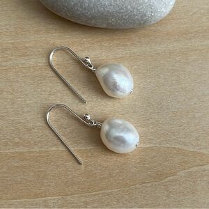 Sterling Silver Freshwater Pearl Hook Earrings